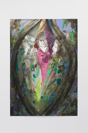 Dunkler Keim (Triade), 2019 – 137 x 96 cm; Bleistift, Tusche, Aquarell, Gouache, Pastell auf Papier; Foto: Annette Kradisch