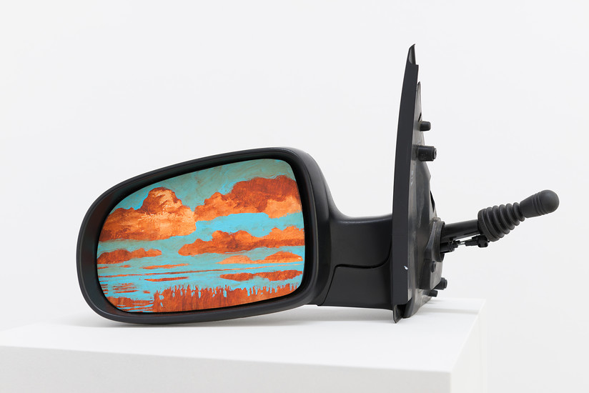 Andreas  Töpfer, Spiegel #5, 2017 – ca. 25 x 25 cm - 35 x 35 cm; Acryl auf Autospiegel