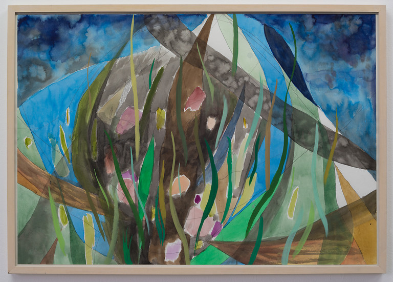 Gras, 2018 – 70 x 100 cm; Bleistift, Tusche, Aquarell, Gouache auf Papier; Foto: Annette Kradisch